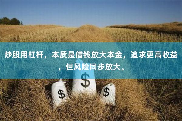 炒股用杠杆，本质是借钱放大本金，追求更高收益，但风险同步放大。
